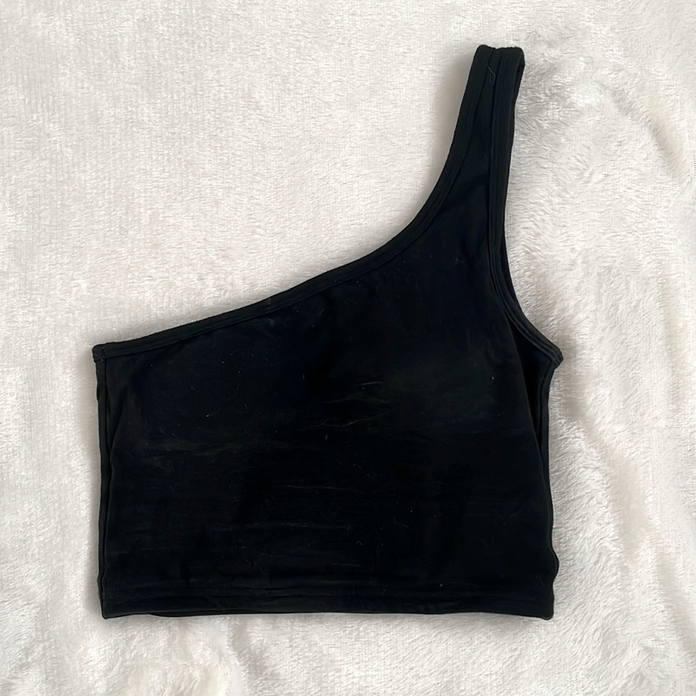 Klassy Network Black One Shoulder Top (Cropped) Size XS
